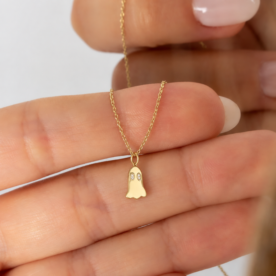 Ghost Diamond Necklace in Solid Gold