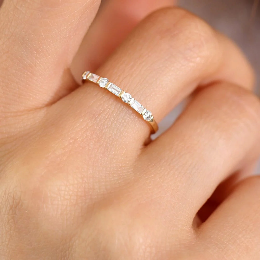 Round Baguette Diamond Band