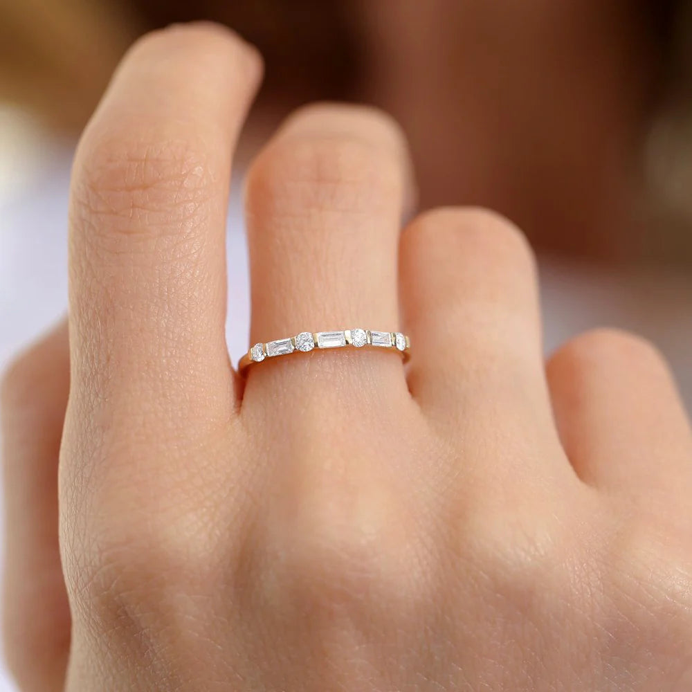 Round Baguette Diamond Band