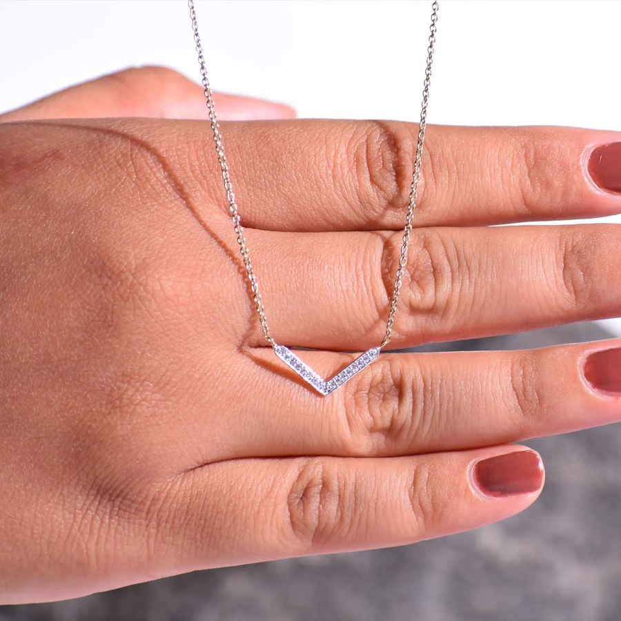 AuvelleCo diamond chevron V pendant necklace