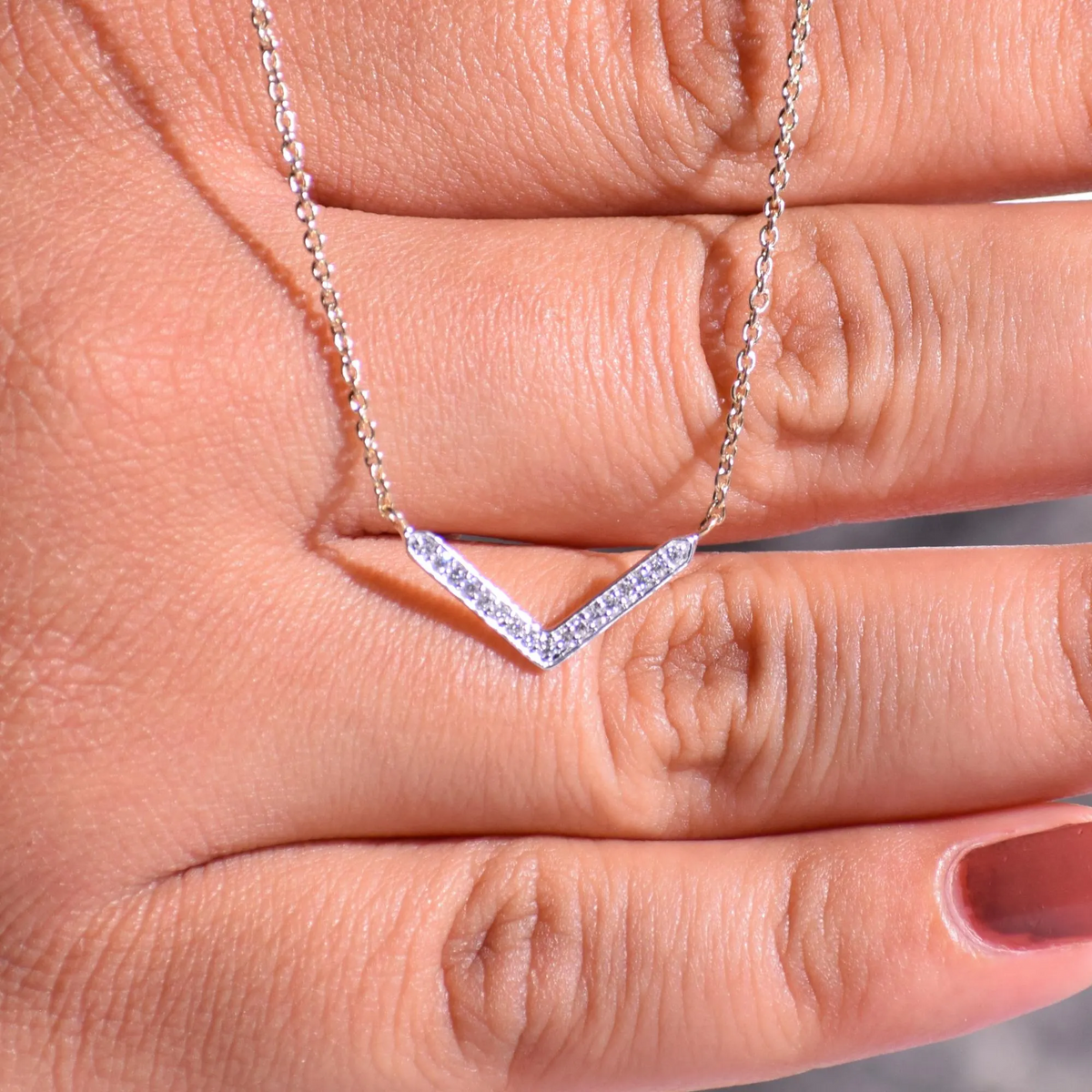 AuvelleCo diamond chevron V pendant necklace