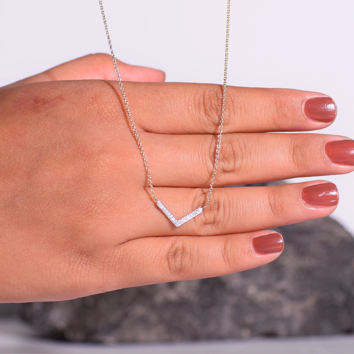 AuvelleCo diamond chevron V pendant necklace