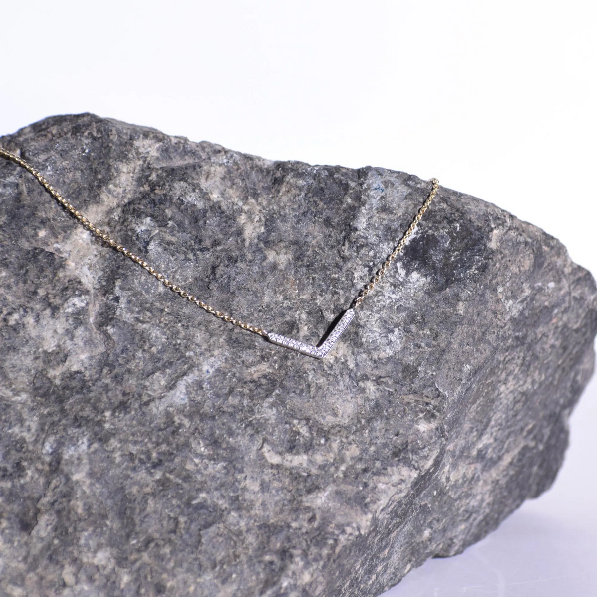 AuvelleCo diamond chevron V pendant necklace