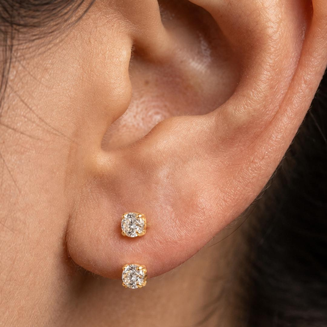 AuvelleCo double diamond U hoop earring, view 4