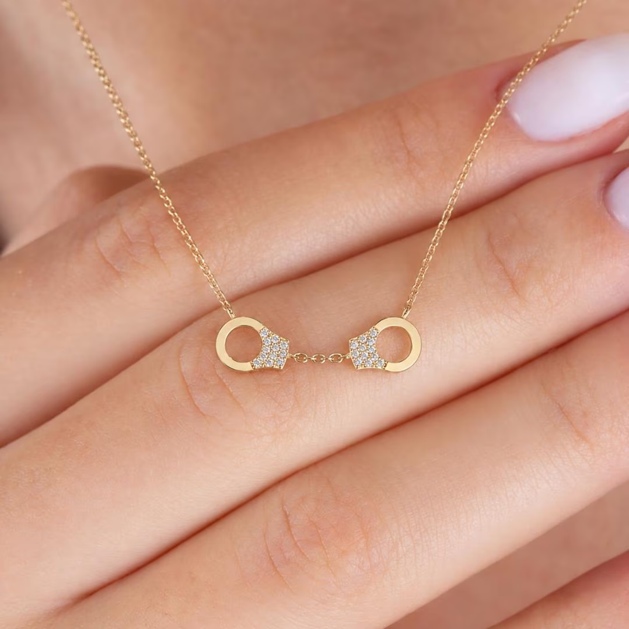 AuvelleCo double handcuff diamond necklace in solid gold
