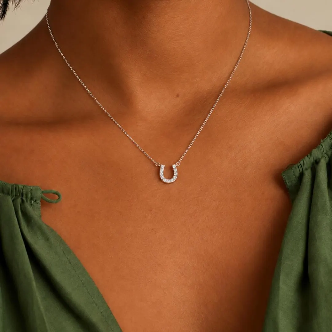 AuvelleCo mini diamond horseshoe necklace in solid gold