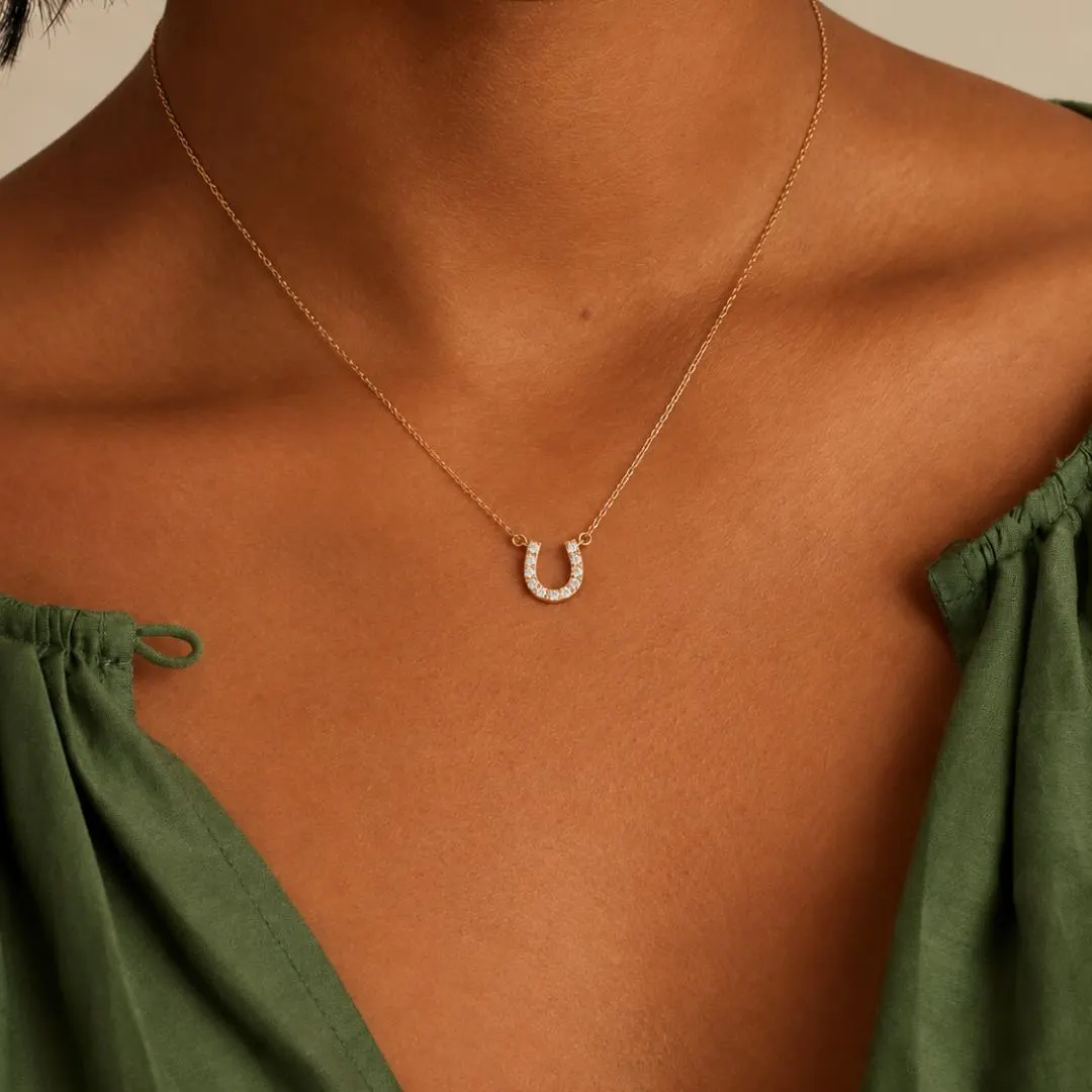 AuvelleCo mini diamond horseshoe necklace in solid gold