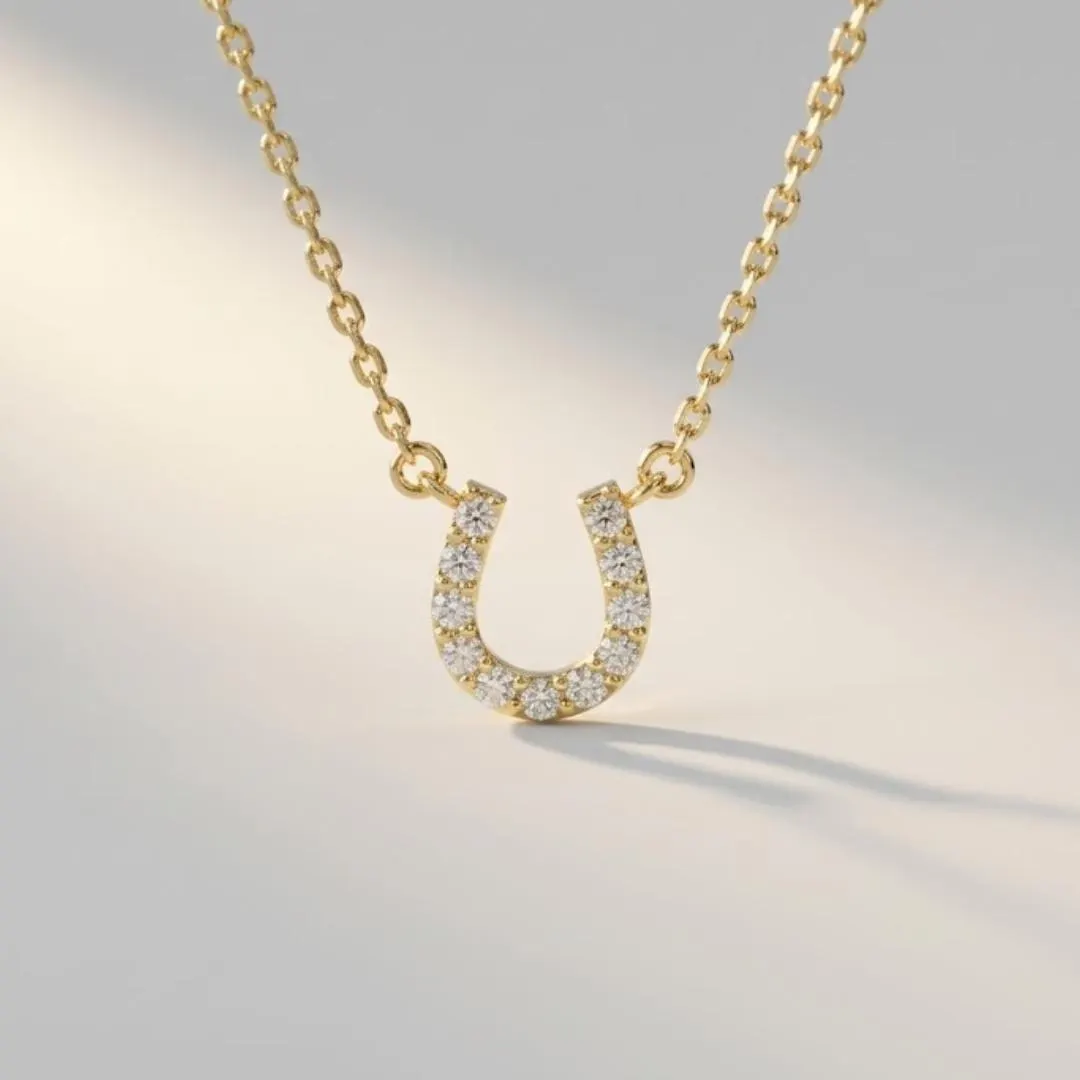AuvelleCo mini diamond horseshoe necklace in solid gold