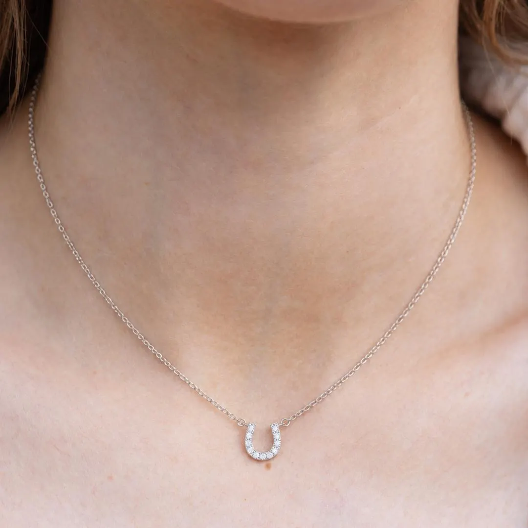 AuvelleCo mini diamond horseshoe necklace in solid gold