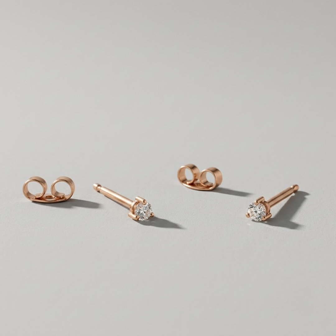 AuvelleCo mini round diamond stud earrings, view 1