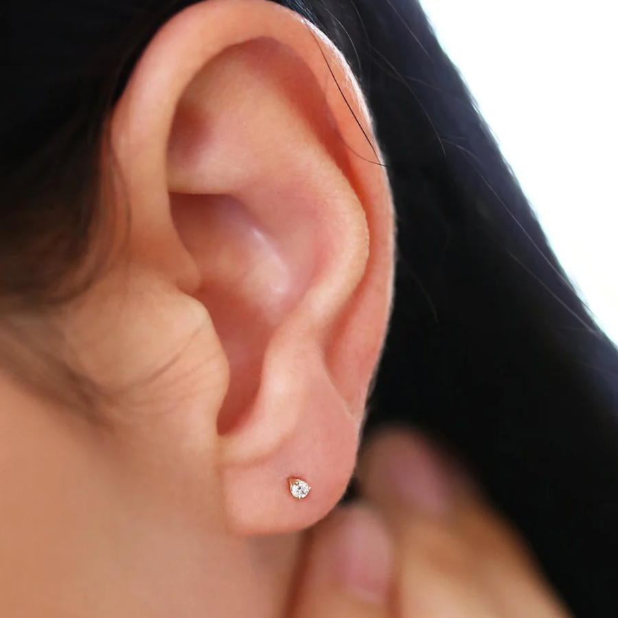 AuvelleCo mini round diamond stud earrings, view 3