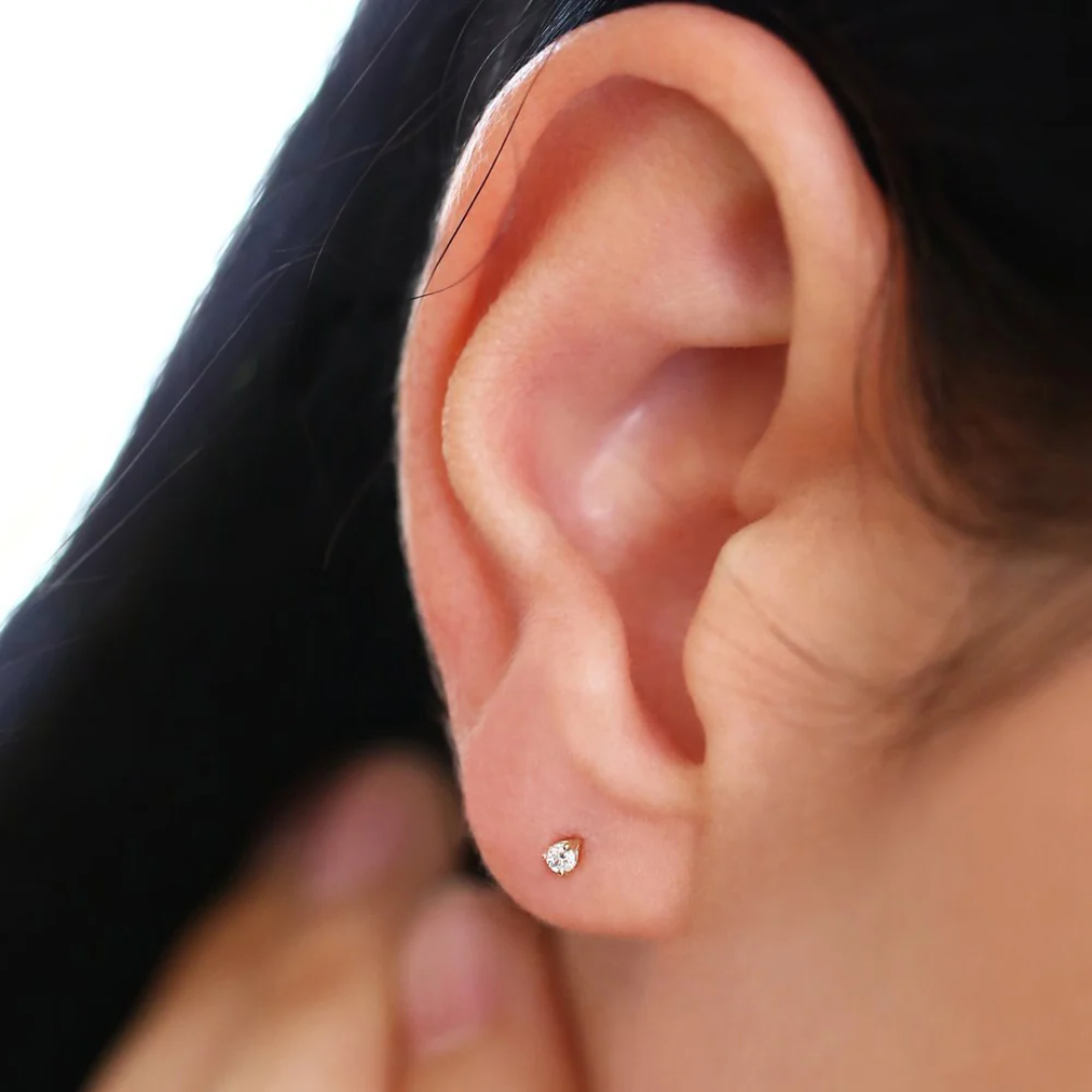AuvelleCo mini round diamond stud earrings, view 4
