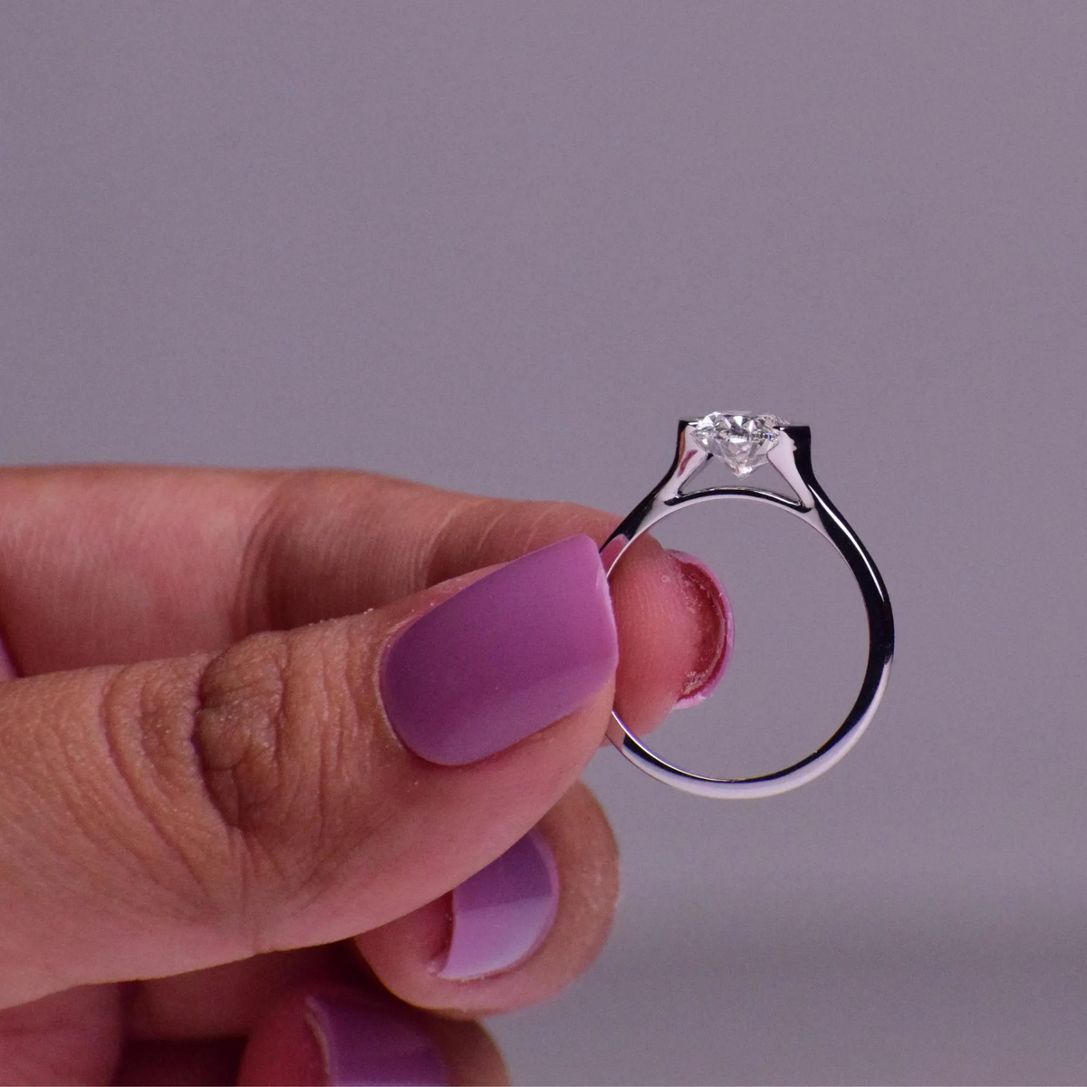 AuvelleCo oval diamond half bezel solitaire engagement ring - view 2