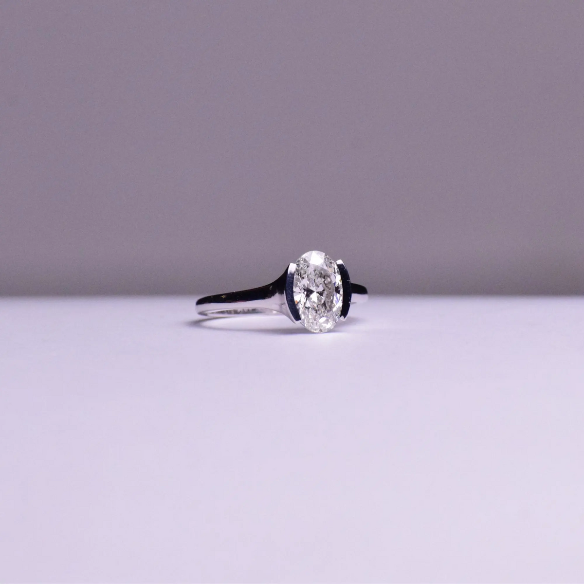 AuvelleCo oval diamond half bezel solitaire engagement ring - view 7