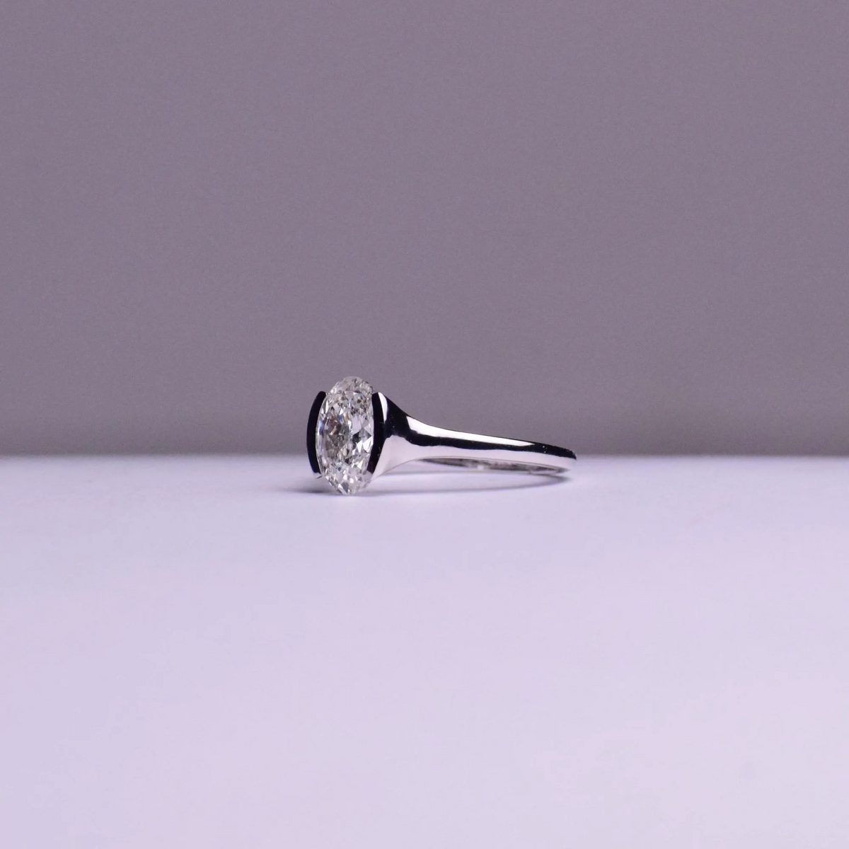 AuvelleCo oval diamond half bezel solitaire engagement ring - view 8