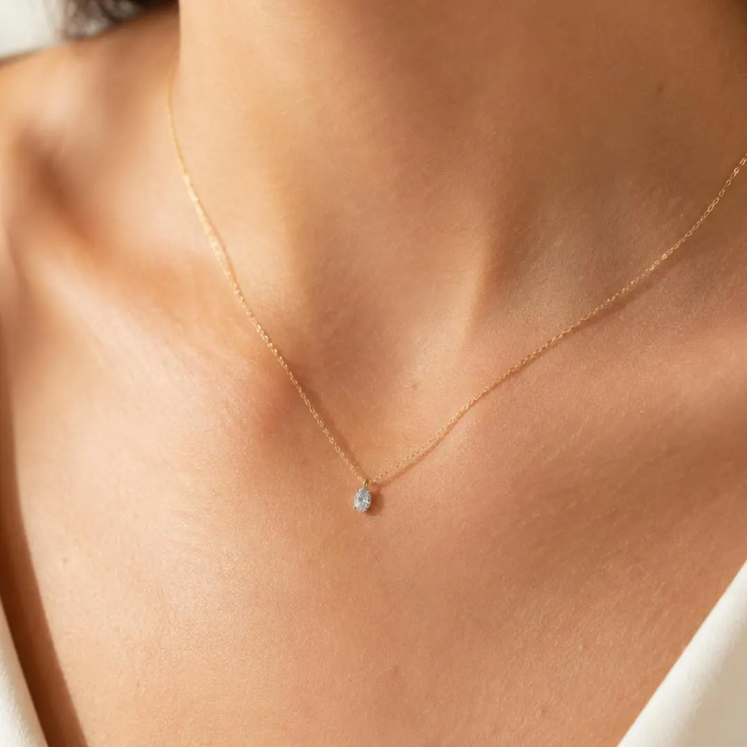 Oval diamond solitaire pendant styling; chain sold separately