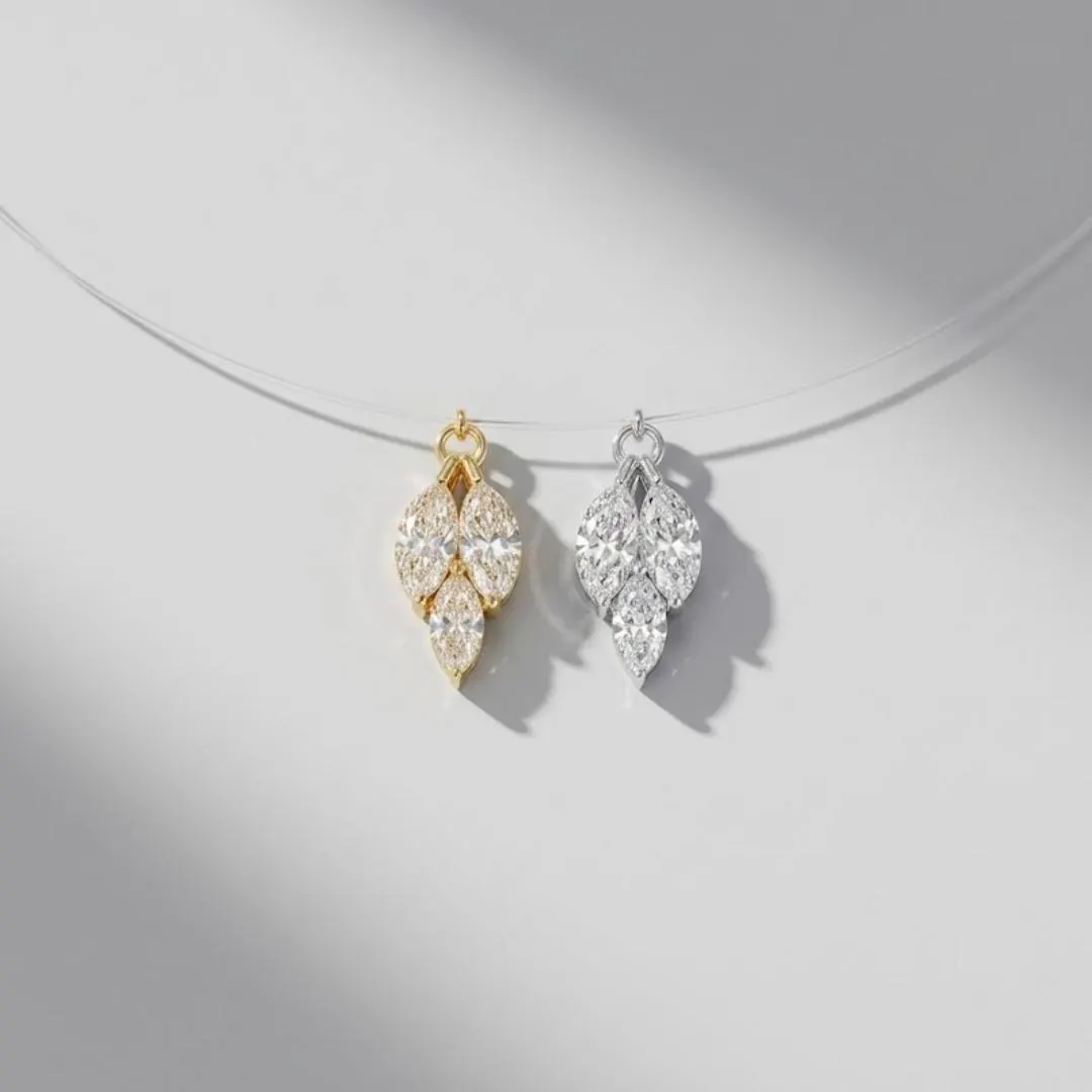 AuvelleCo triple marquise diamond drop stud earring, view 2