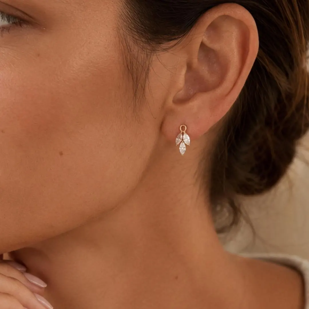 AuvelleCo triple marquise diamond drop stud earring, view 5