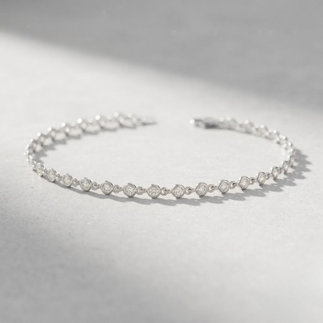 Bezel Diamond Tennis Bracelet — White gold