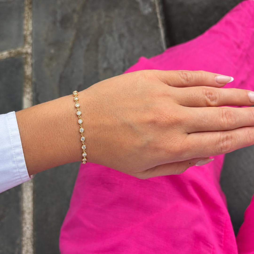 Bezel Diamond Tennis Bracelet — Hand view