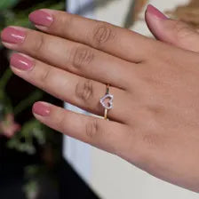 Open Heart Diamond Ring in Solid Gold
