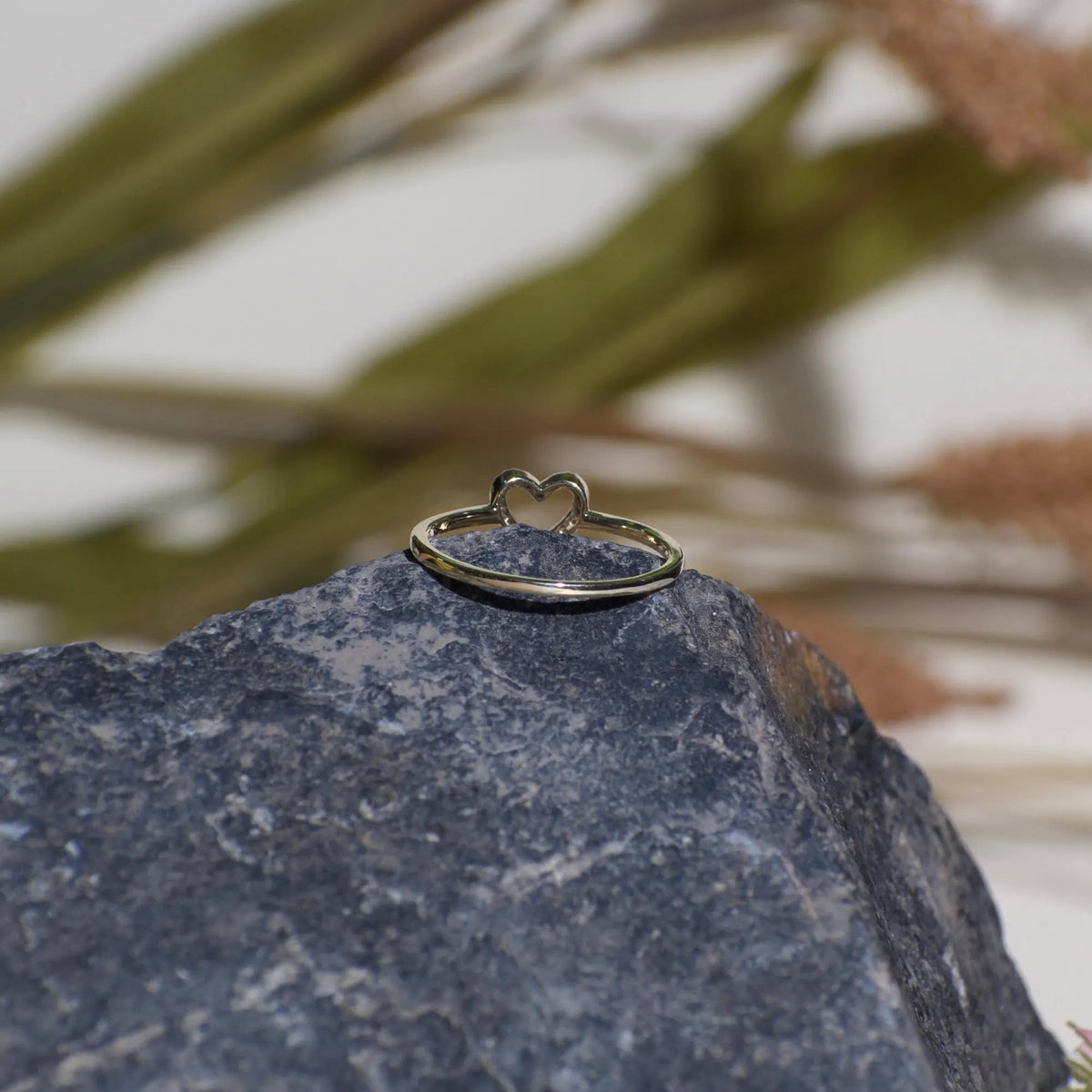 Open Heart Diamond Ring in Solid Gold