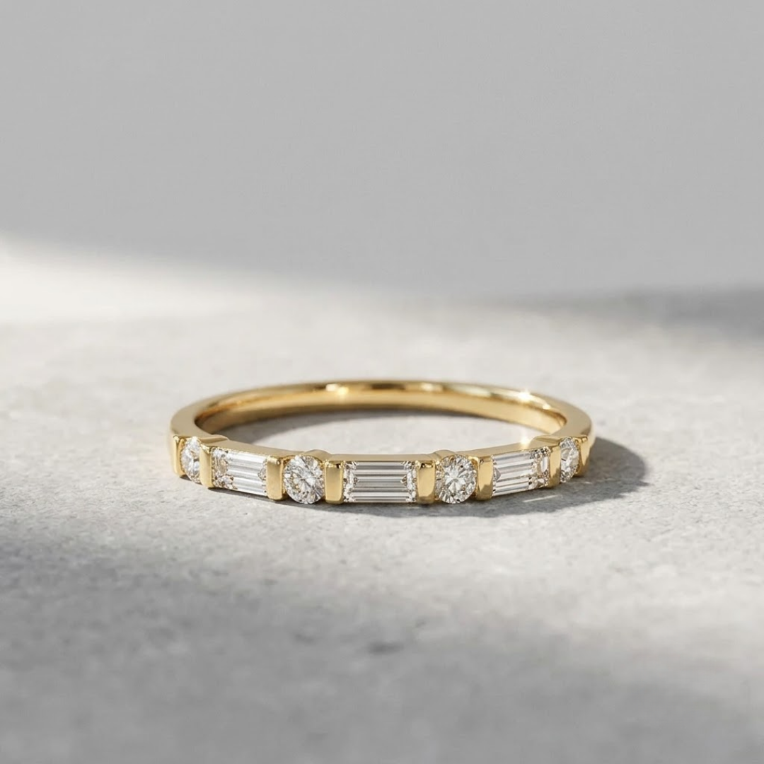 Round Baguette Diamond Band