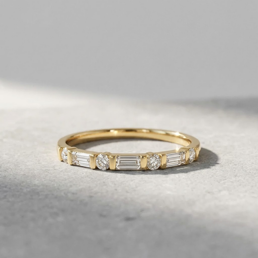 Round Baguette Diamond Band