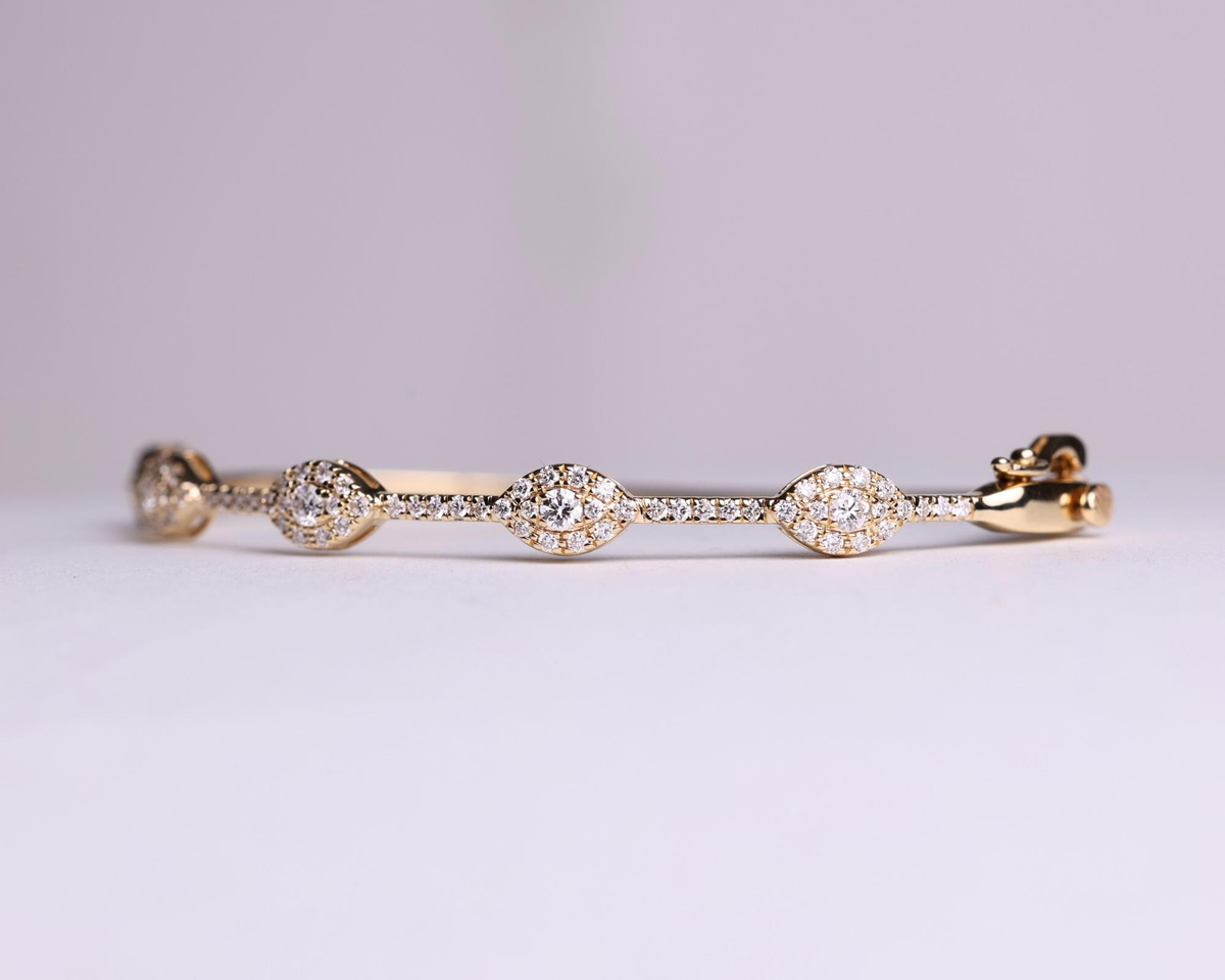 Pave Halo Diamond Bangle Bracelet product detail view