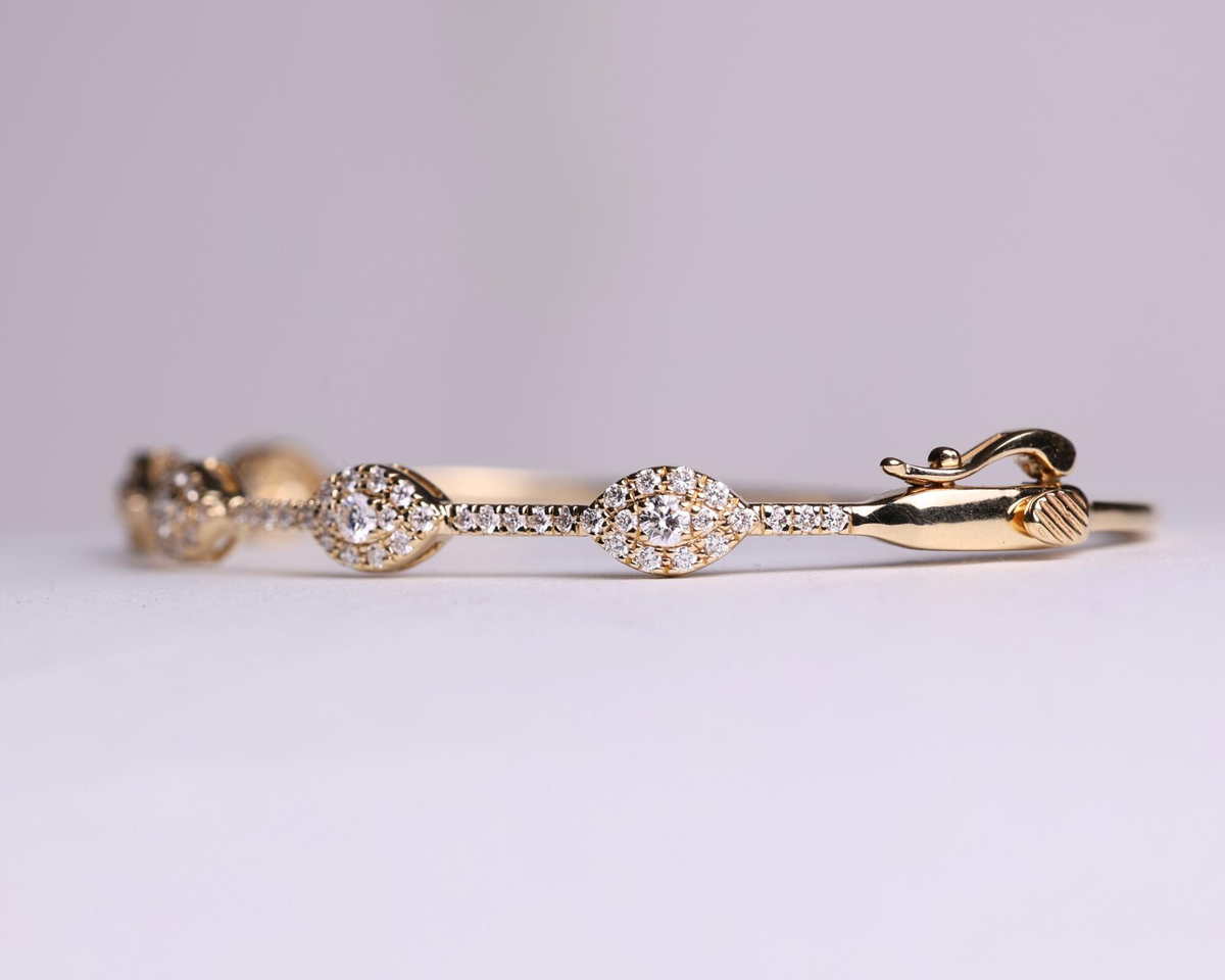 Pave Halo Diamond Bangle Bracelet product detail view