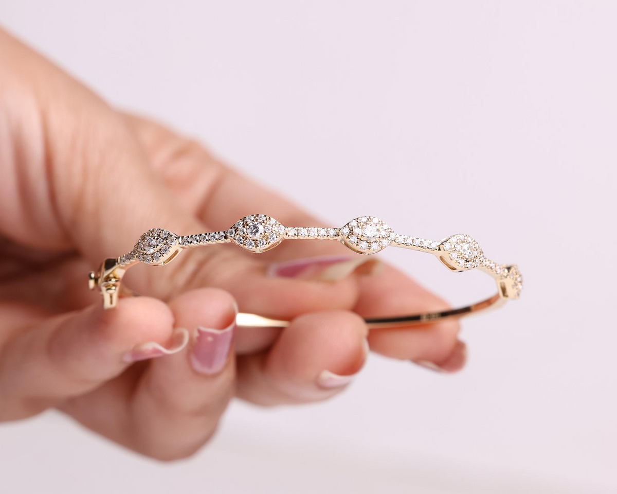 Pave Halo Diamond Bangle Bracelet product detail view