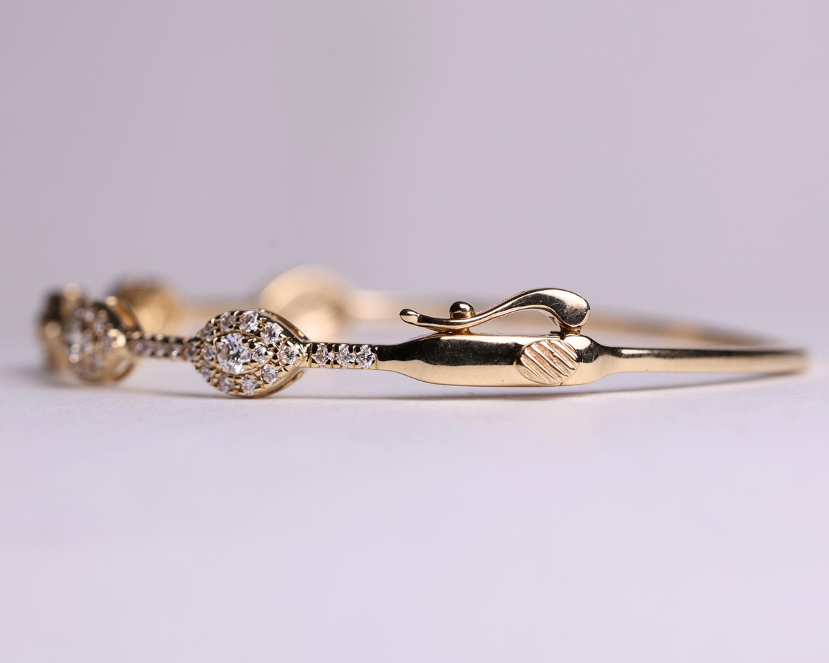Pave Halo Diamond Bangle Bracelet safety clasp detail